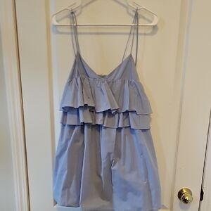 Zara Light Blue Ruffled Spaghetti Strap Dress